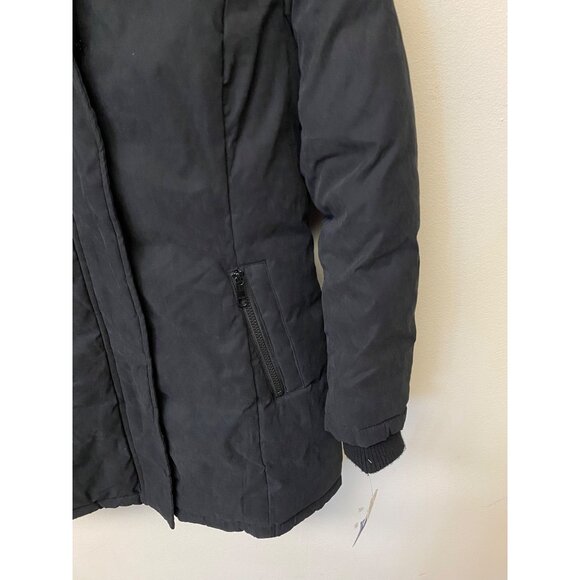 Nautica Women's Black Faux Fur Trim Hooded Puffer Coat Size M Defected (RIPPED) - Picture 4 of 8